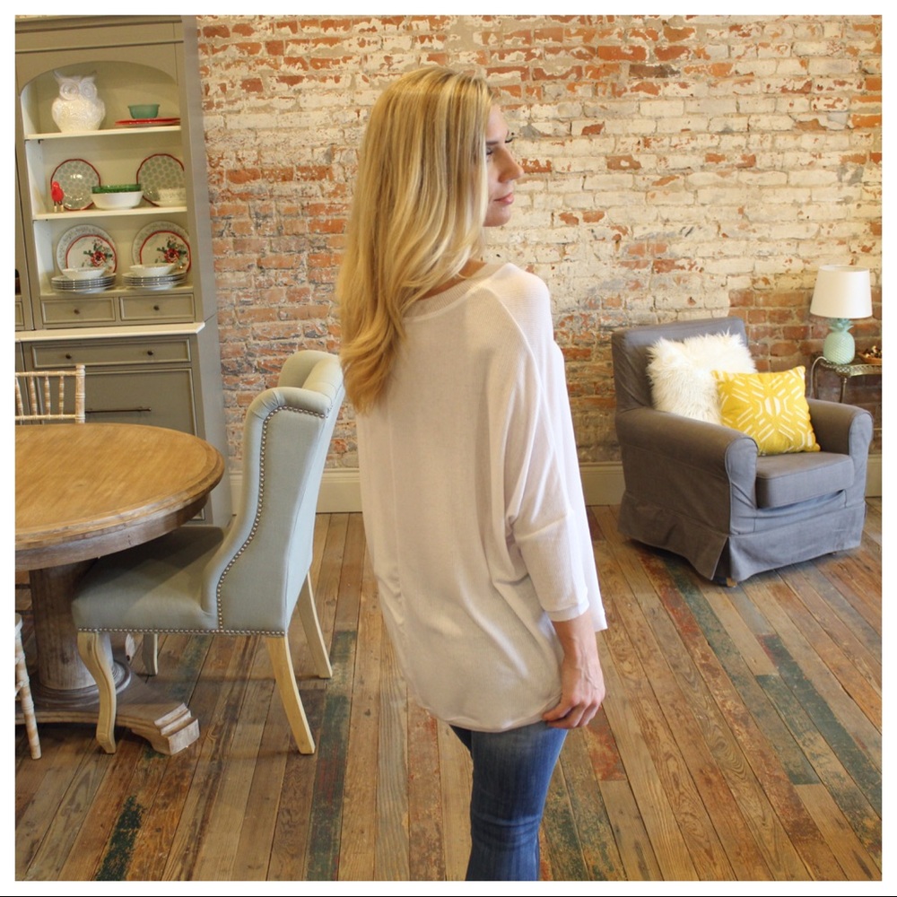✨LAST✨Ivory Ribbed Knit Dolman Tunic - Picture 5 of 7